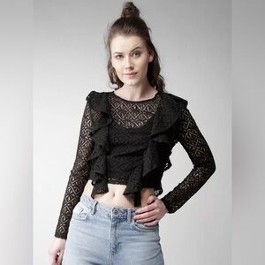 FOREVER 21 Women Black Lace Crop Top • Size S • New without Tags✨